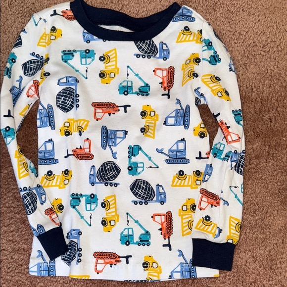 Little Me Construction Print Pajama Top - Navy, Yellow, Orange, Teal - Picture 1 of 3